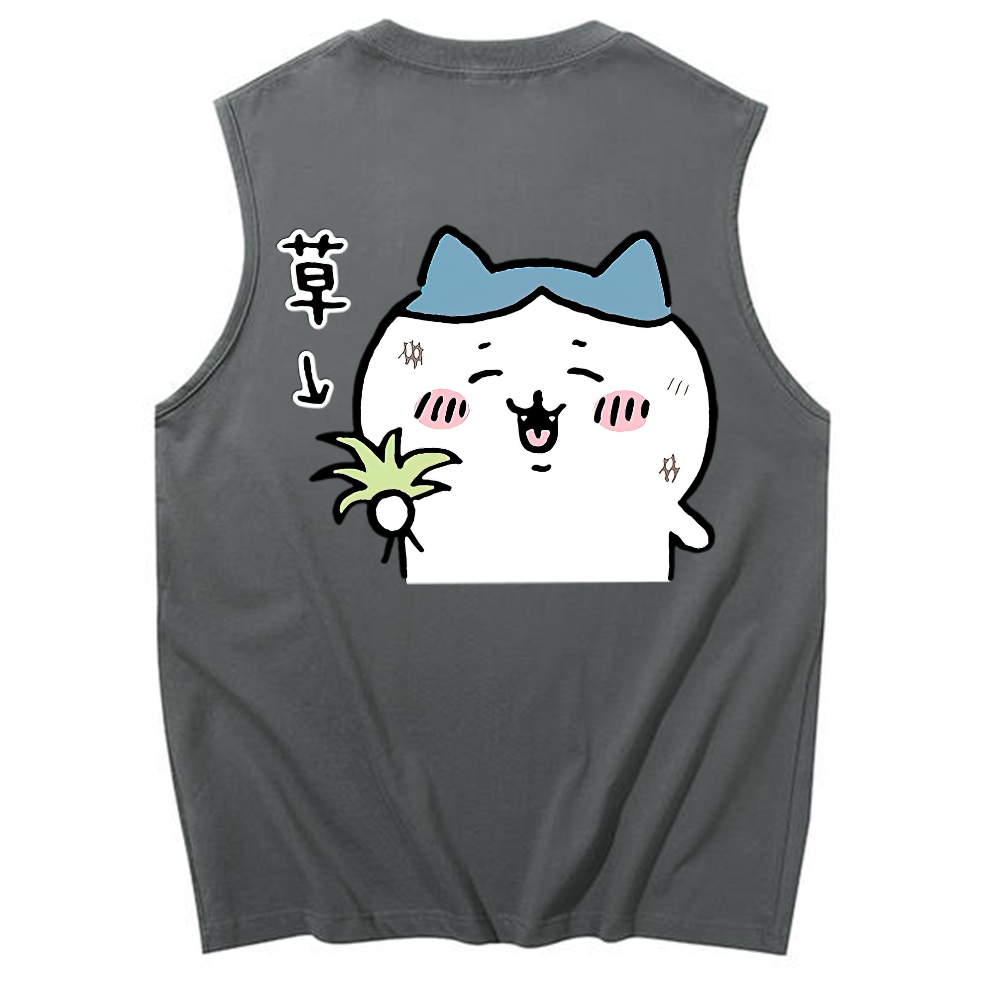 （画像用） ちいかわ ハチワレ Chii-kawa hachiware コットン100％タンクトップ（背面プリント）